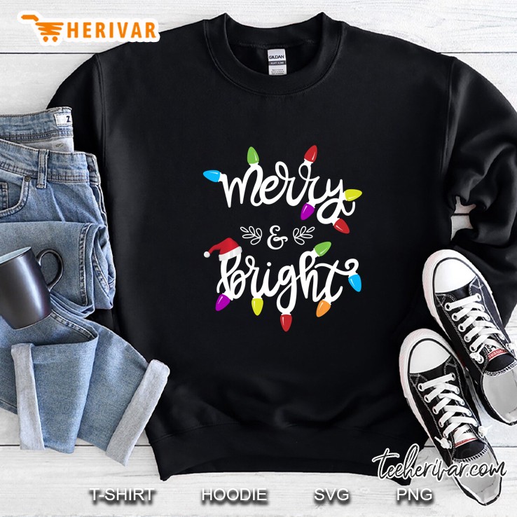 Merry & Bright Christmas Lights Black Version Sweatshirt