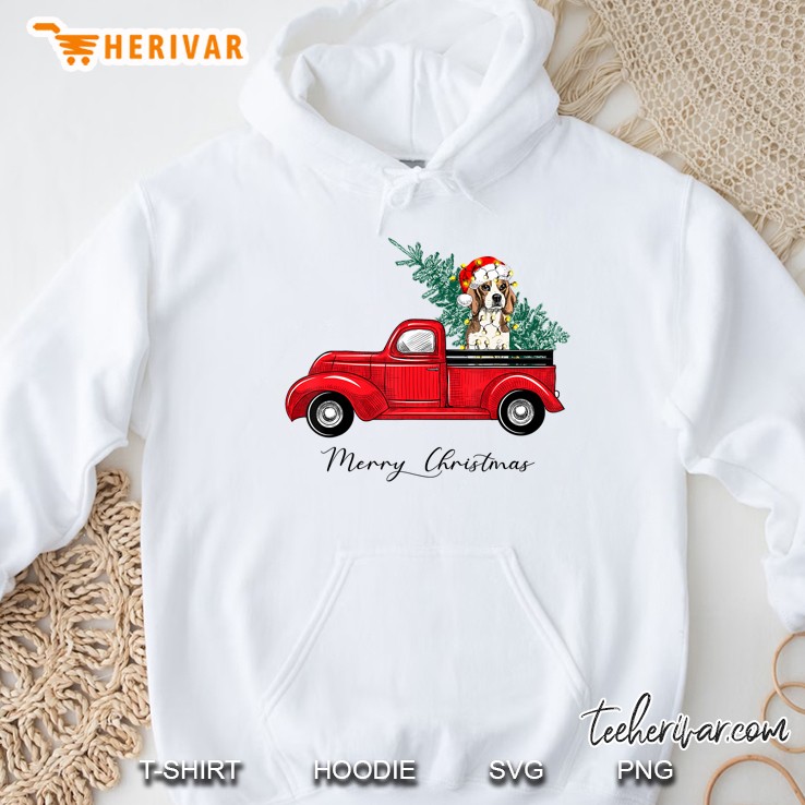 Merry Christmas Beagle Red Truck Christmas Tree Hoodie