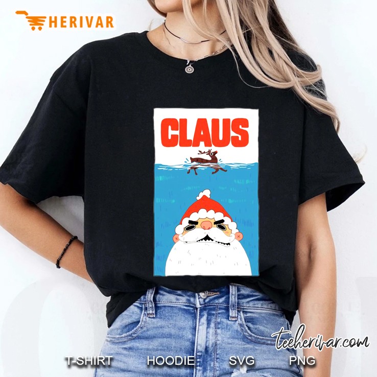Funny Santa Claus And Reindeer Swimming Ladies Tee