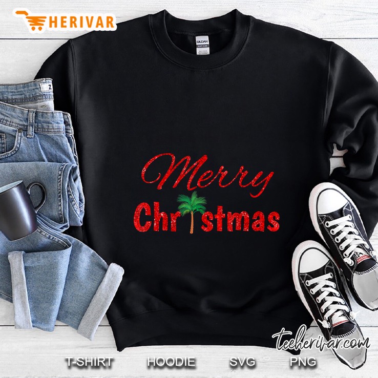 Merry Christmas Tropical Palm Tree Sweatshirt
