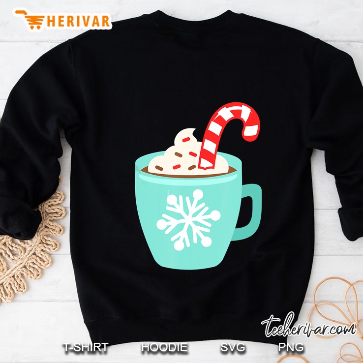 Hot Cocoa With Candy Cane Cream Christmas Sweatshirt