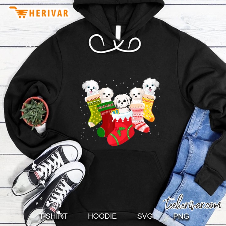 Maltese Dog Lover Christmas Sock Hoodie
