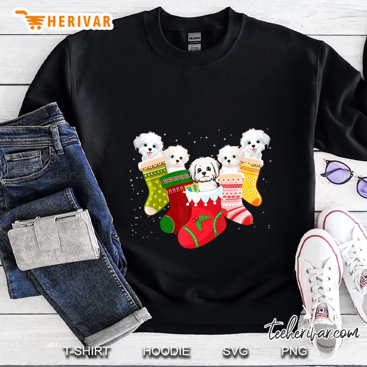 Maltese Dog Lover Christmas Sock Sweatshirt