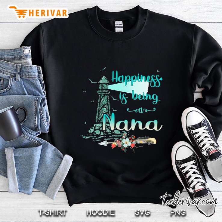 Happiness Is Being A Nana Lighthouse Floral Version Sweatshirt