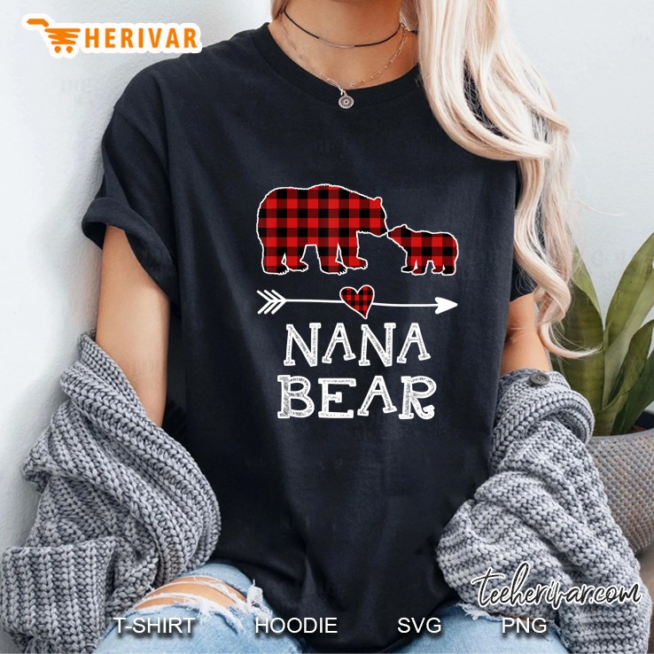 Nana Bear Red Plaid Bear Heart Arrow Version Ladies Tee