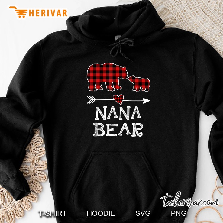 Nana Bear Red Plaid Bear Heart Arrow Version Hoodie