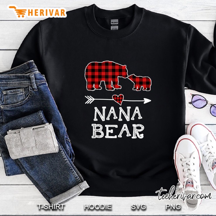 Nana Bear Red Plaid Bear Heart Arrow Version Sweatshirt