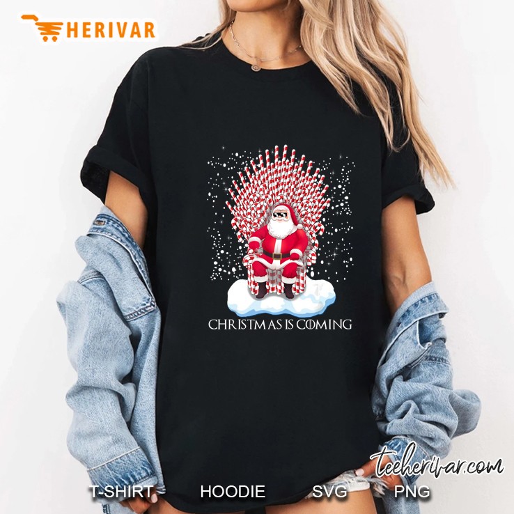 Christmas Is Coming Funny Candy Cane Throne Santa Claus Ladies Tee