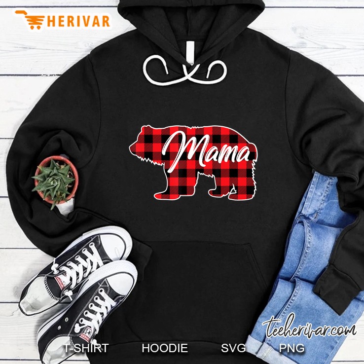 Mama Bear Red Plaid Bear Version Hoodie