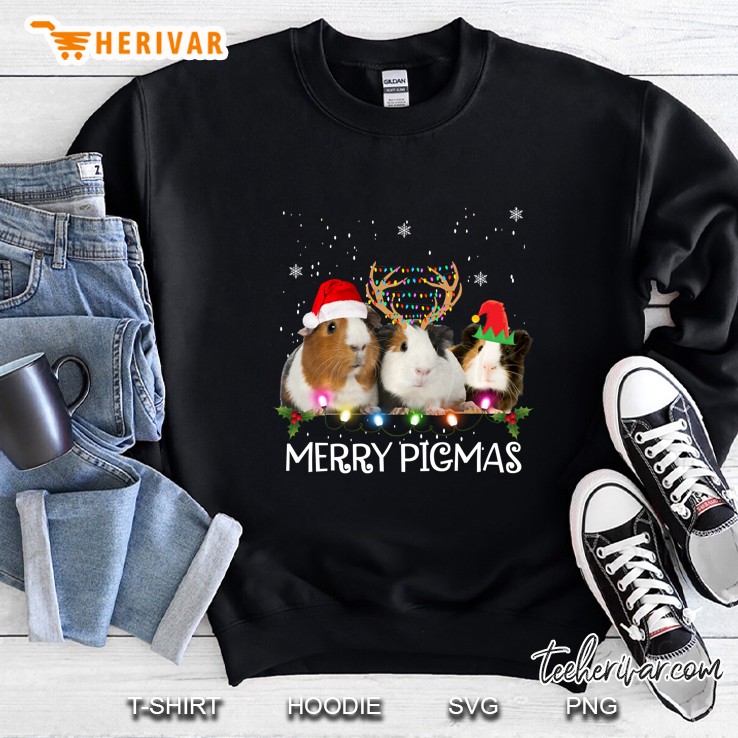 Merry Pigmas Three Guinea Pig Christmas Lights Sweatshirt