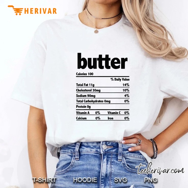 Butter Nutrition Facts Funny Thanksgiving White Version Ladies Tee