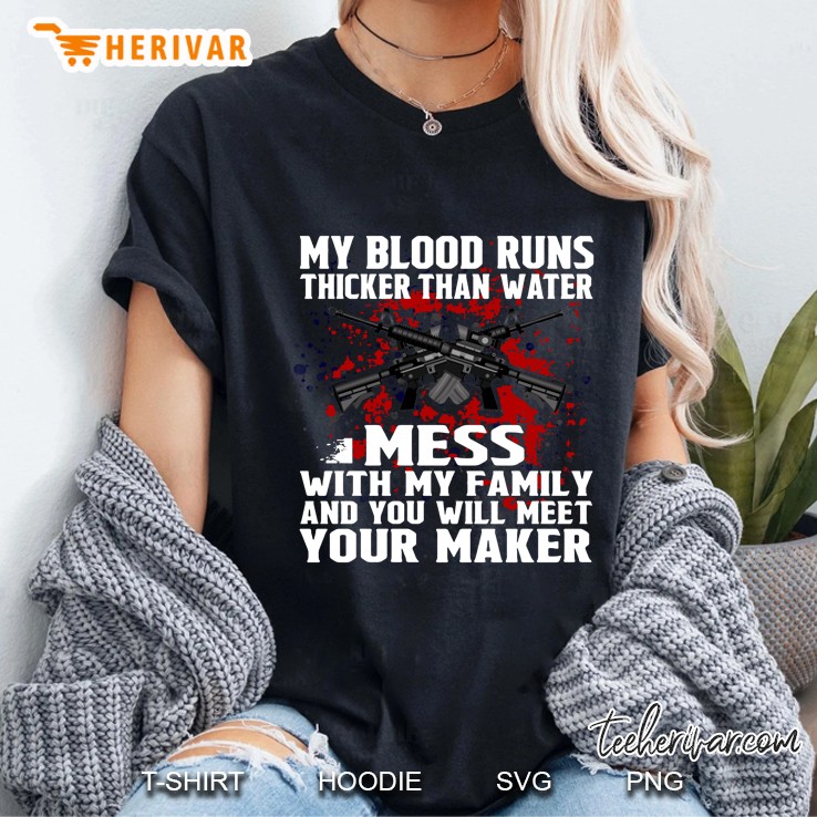 My Blood Runs Thicker Than Water Guns Version Ladies Tee