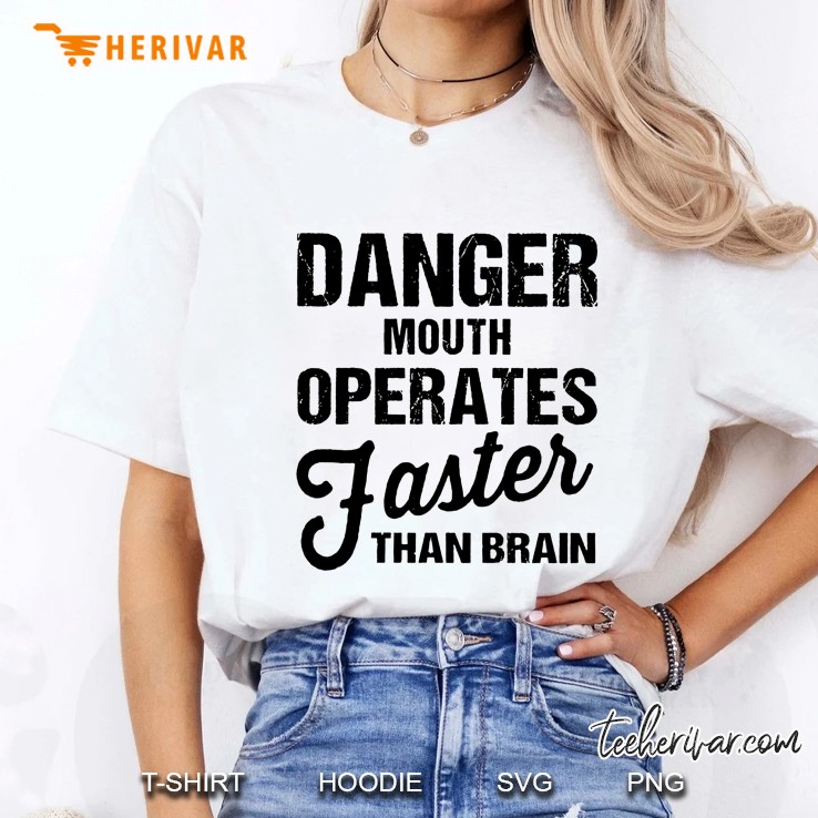 Danger Mouth Operates Faster Than Brain White Version Ladies Tee
