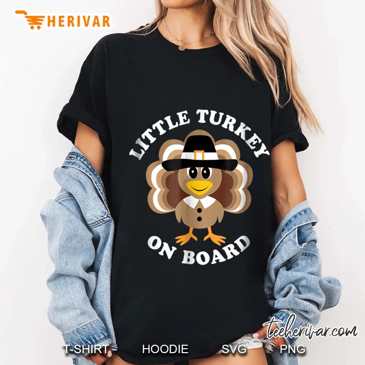 Little Turkey On Board Turkey With Pilgrim Hat Version Ladies Tee