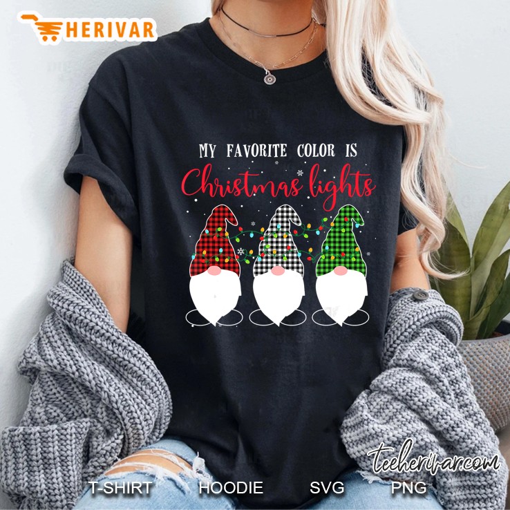 My Favorite Color Is Christmas Lights Three Gnomes Version2 Ladies Tee