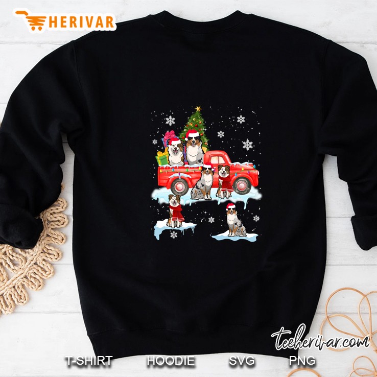 Australian Shepherd Red Truck Christmas Tree Sweatshirt