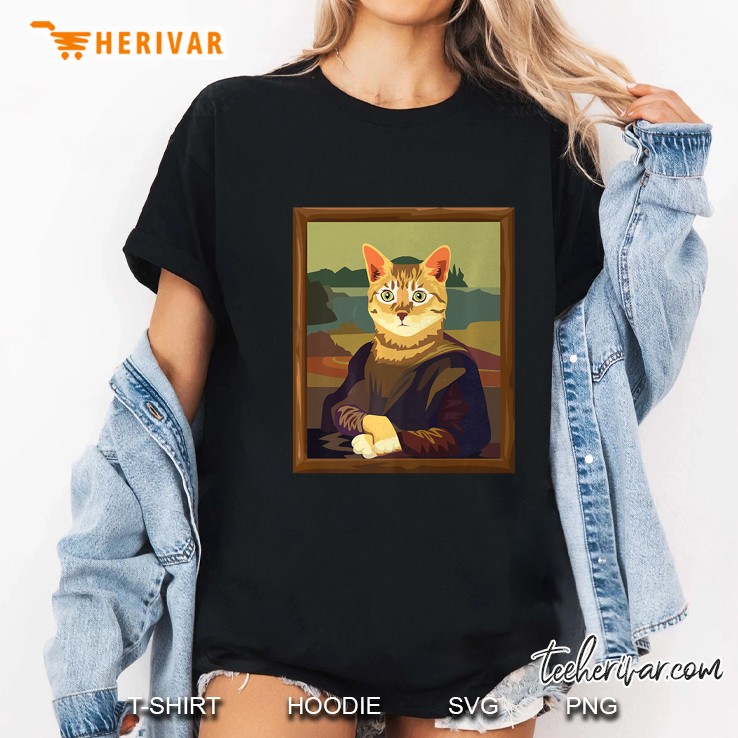Funny Meowna Mona Lisa Art Cat Parody Ladies Tee