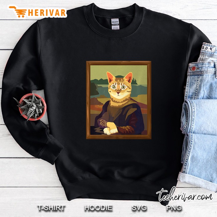 Funny Meowna Mona Lisa Art Cat Parody Sweatshirt