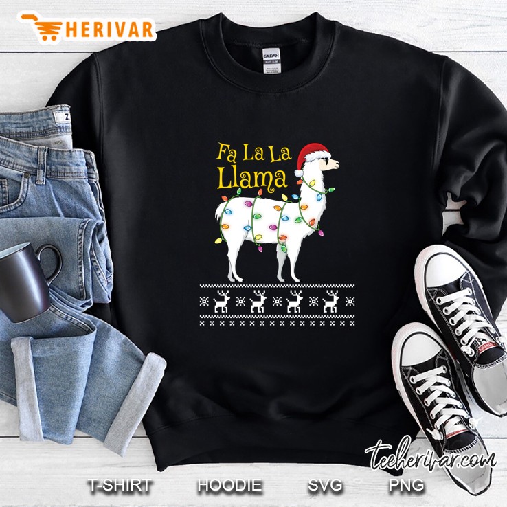 Fa La La Llama Santa Hat Christmas Lights Sweatshirt