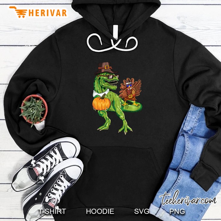 T-Rex Turkey Pumpkin Pilgrim Thanksgiving Hoodie