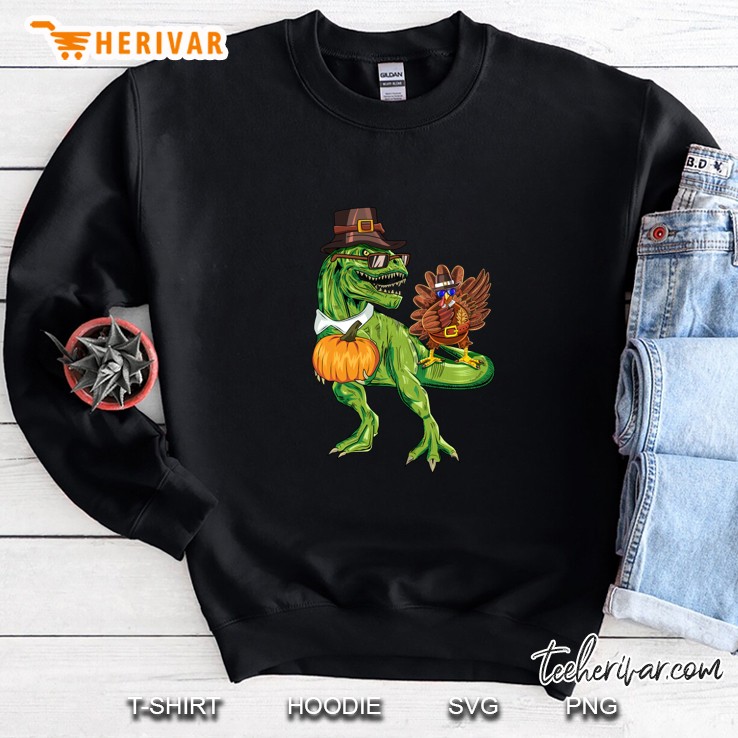 T-Rex Turkey Pumpkin Pilgrim Thanksgiving Sweatshirt