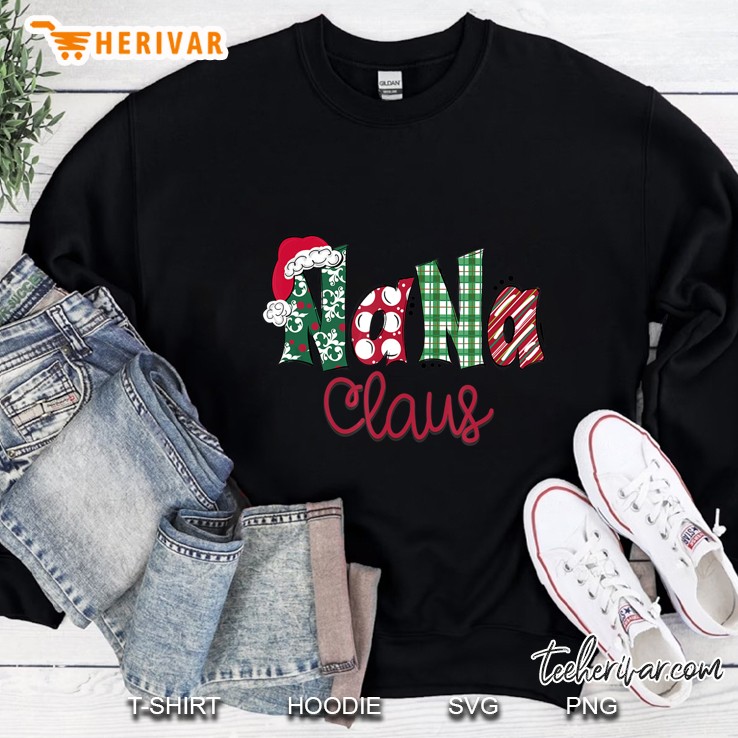 Nana Claus Santa Hat Plaid Christmas Sweatshirt