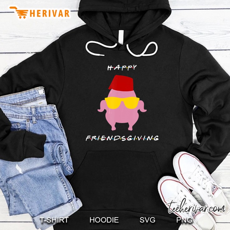Happy Friendsgiving Pink Turkey With Yellow Glasses Version Hoodie