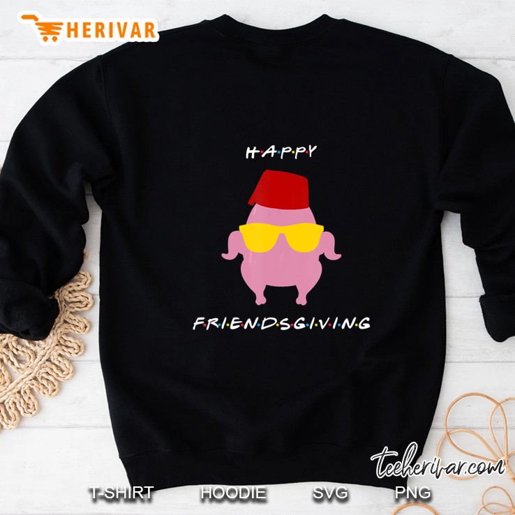 Happy Friendsgiving Pink Turkey With Yellow Glasses Version Sweatshirt