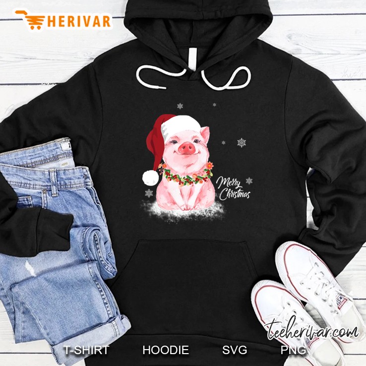 Merry Christmas Cute Pig Santa Hat Hoodie