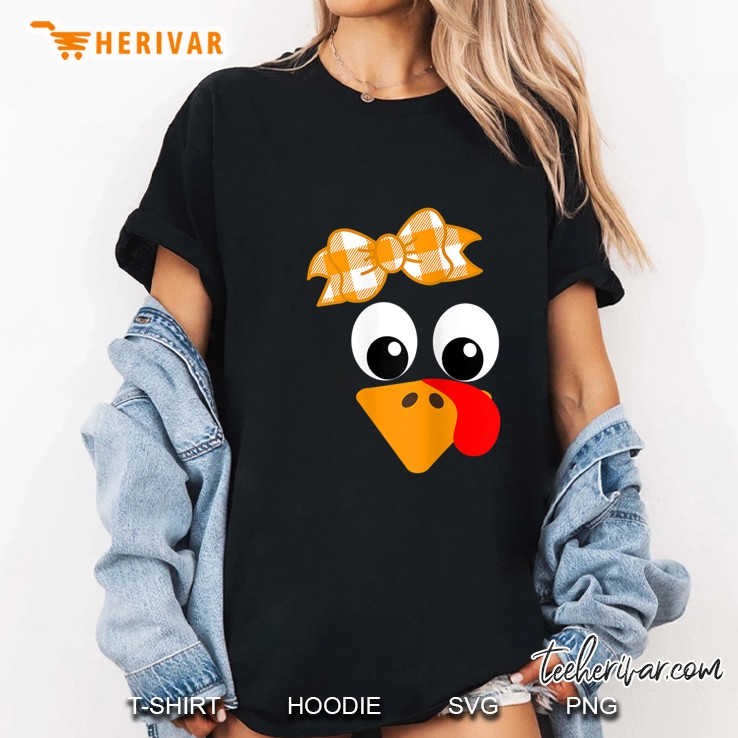 Turkey Face Orange Plaid Ribbon Ladies Tee