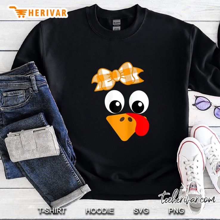 Turkey Face Orange Plaid Ribbon Sweatshirt