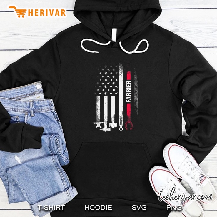 Farrier US Flag Horseshoe Hoof Trimming Equine Shoeing Hoodie