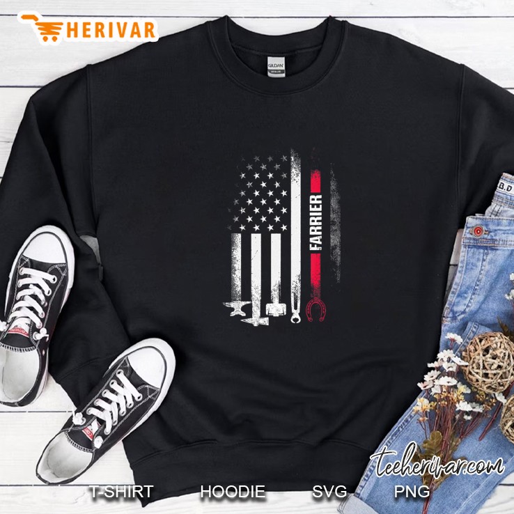 Farrier US Flag Horseshoe Hoof Trimming Equine Shoeing Sweatshirt