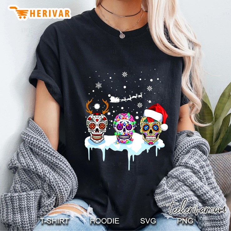 Three Skull Christmas Ladies Tee
