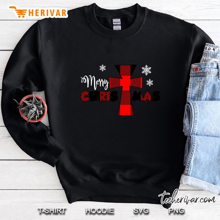 Merry Christmas Plaid Cross & Snowflake Version Sweatshirt