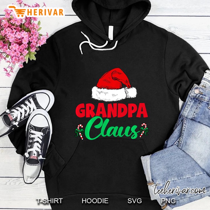 Grandpa Claus Santa Hat Candy Cane Christmas Hoodie