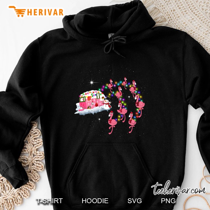 Flamingo Santa Hat Camper Christmas Hoodie