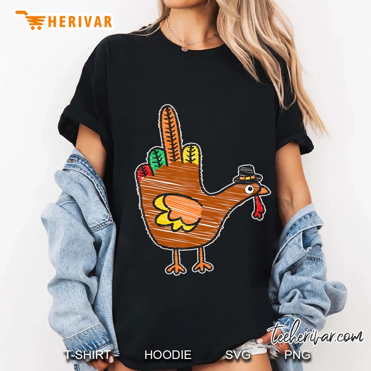 Thanksgiving Turkey Bird Middle Finger Ladies Tee