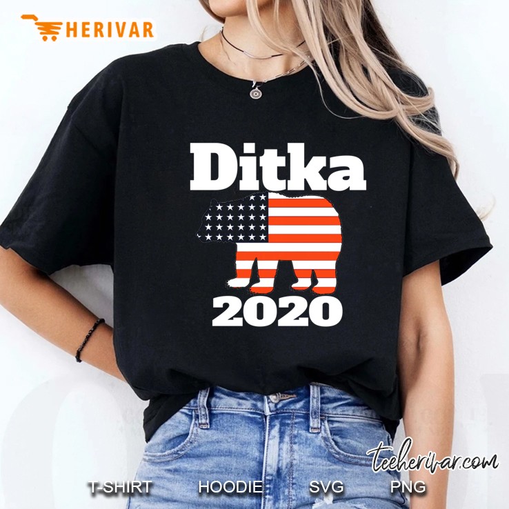 Ditka 2020 Bear American Flag Ladies Tee