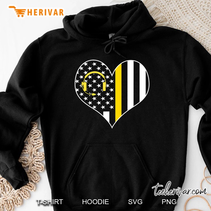 911 Dispatcher Gold Line USA Flag Emergency Dispatchers Hoodie