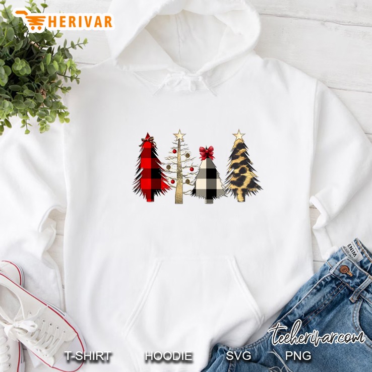 Leopard And Buffalo Plaid Christmas Tree Hoodie