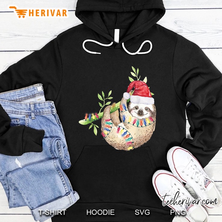 Santa Sloth Christmas Lights Hoodie