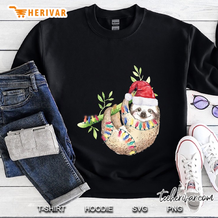 Santa Sloth Christmas Lights Sweatshirt