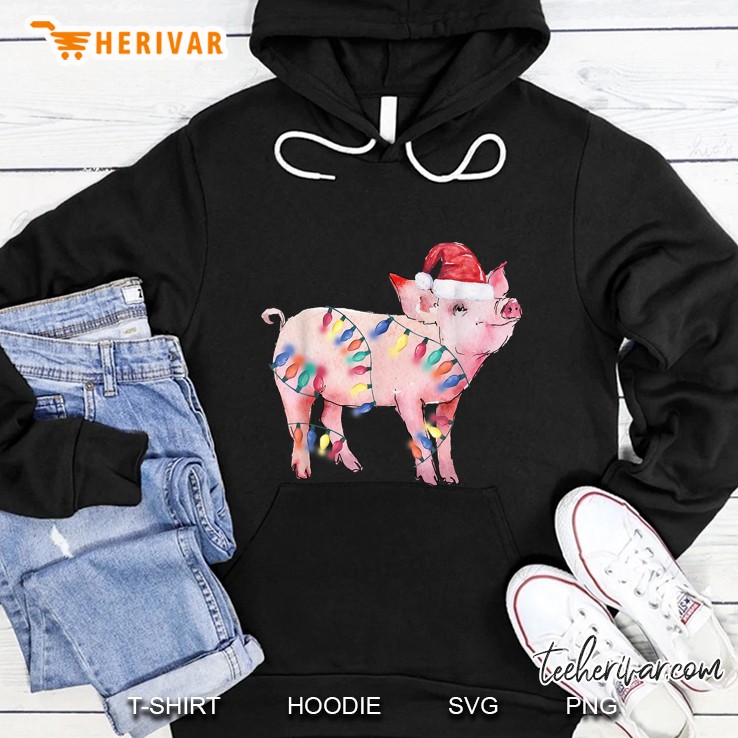Santa Pig Christmas Lights Hoodie