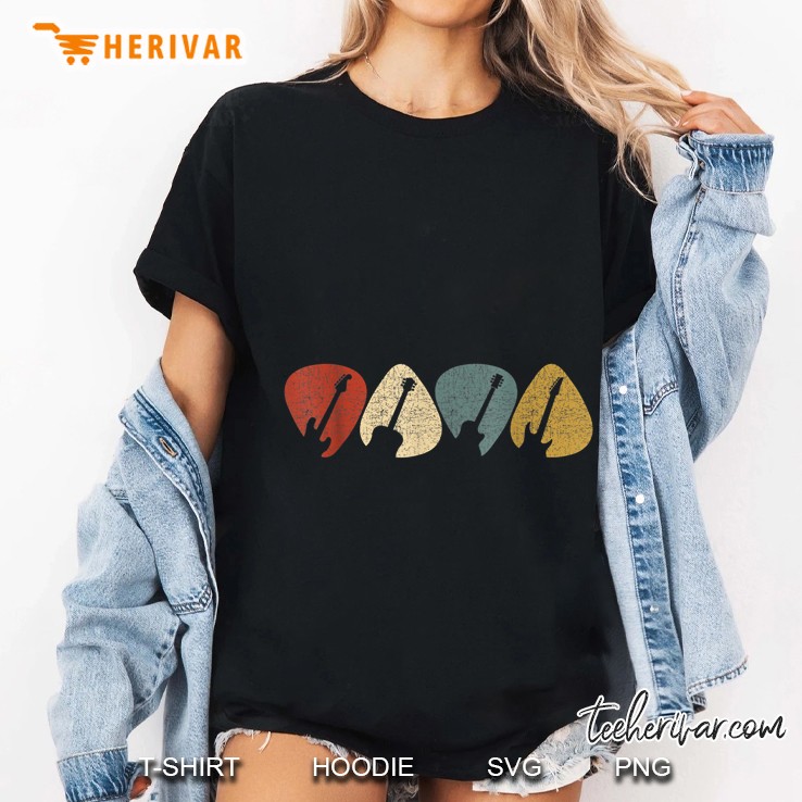 Guitar Pick Guitarist Retro Vintage Version Ladies Tee