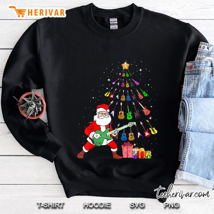 Santa Playing Guitar Guitar Christmas Tree Sweatshirt
