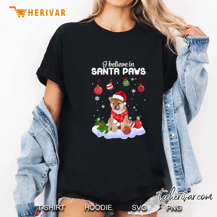 I Believe In Santa Paws Shiba Inu Christmas Ladies Tee