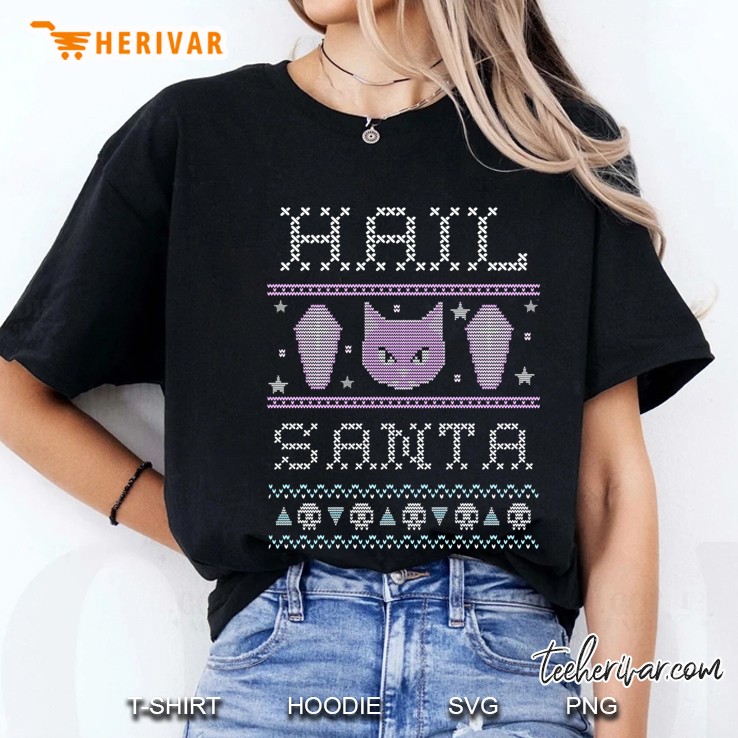 Hail Santa Creepy Cute Cat Pastel Goth Christmas Ladies Tee