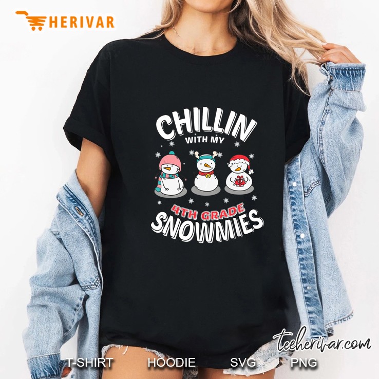 Chillin With My 4th Grade Snowmies Christmas Ladies Tee