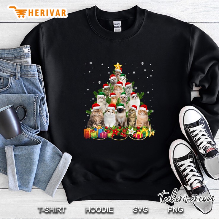 Cats Santa Hat Christmas Tree Sweatshirt